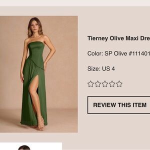 Azazie Tierney Strapless Olive Maxi Dress